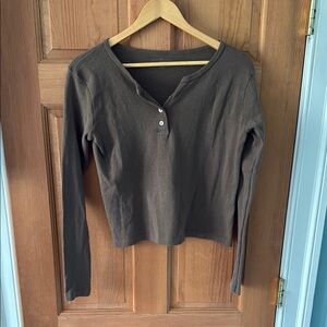 Brandy Melville One Size Women's Teen Girl Brown Long Sleeve Henley Top
